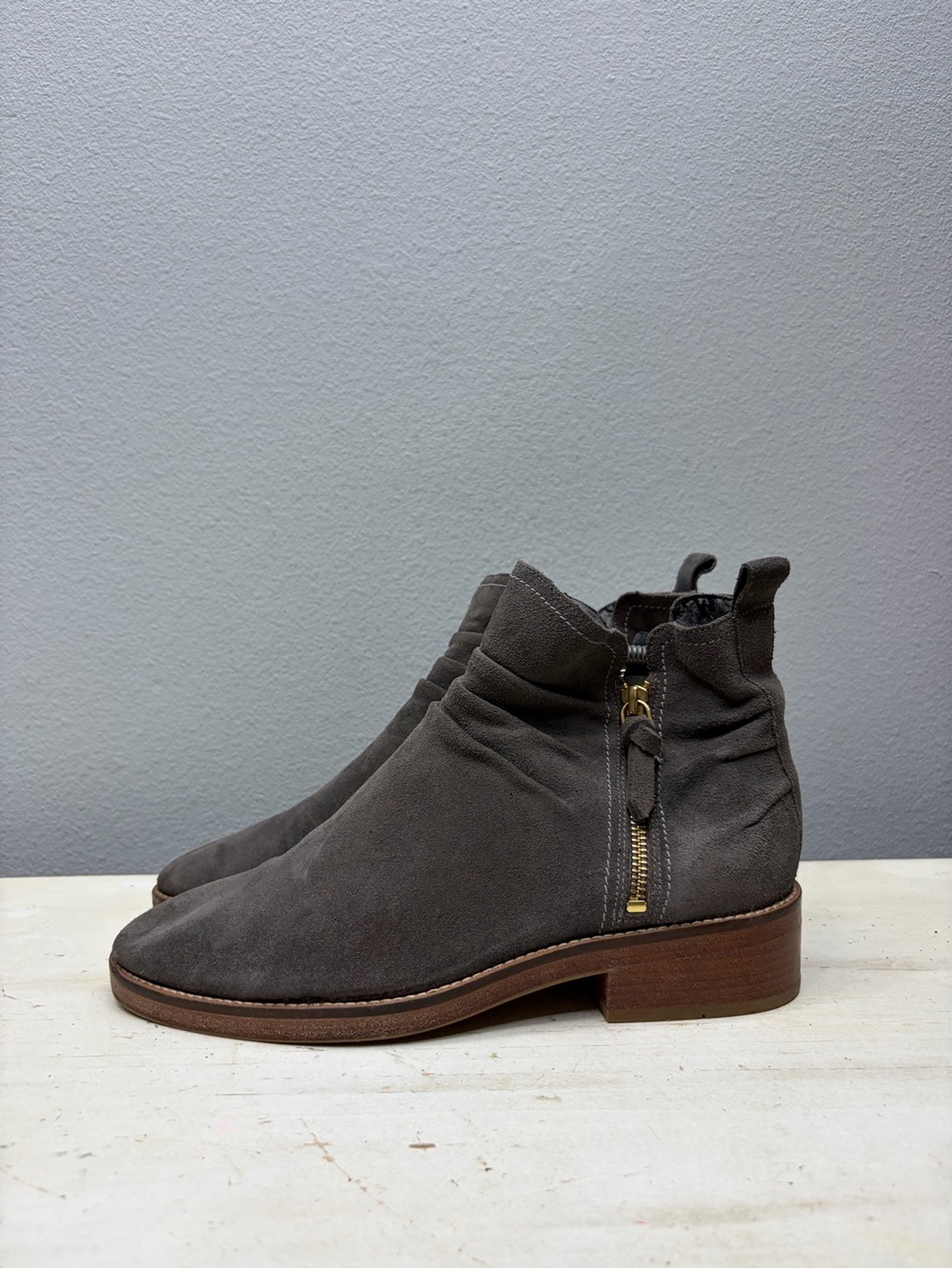 Cole Haan Grey Suede Harrington Grand Slouch Ankle Boots Size 10